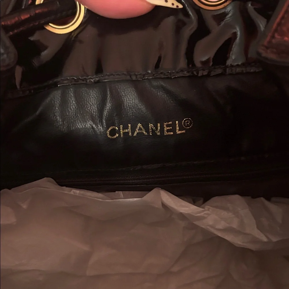 Chanel Glossy patent leatherBlack Backpack with 24k Gold Accents - Picture 7 of 15